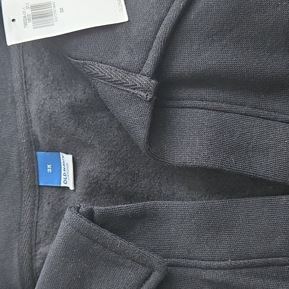 Old Navy Polo Fleece Sweatshirt Size 3X Black Collared Long Sleeve Relaxed Fit